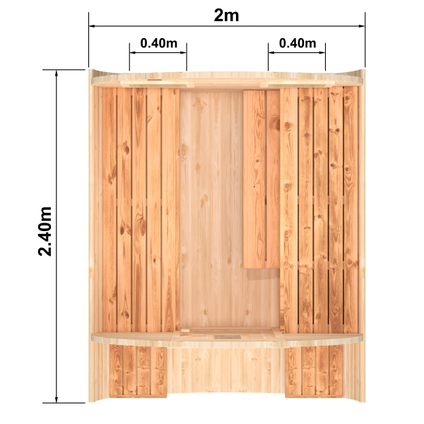 Fasssauna / Gartensauna / Banja / Round 2,4 m mit Balkon